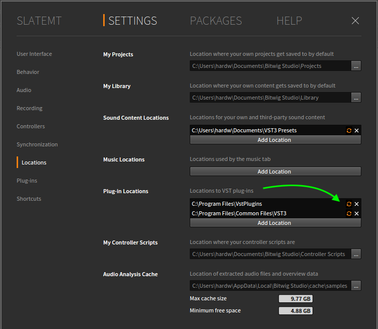 Bitwig Rescan Windows Screenshot
