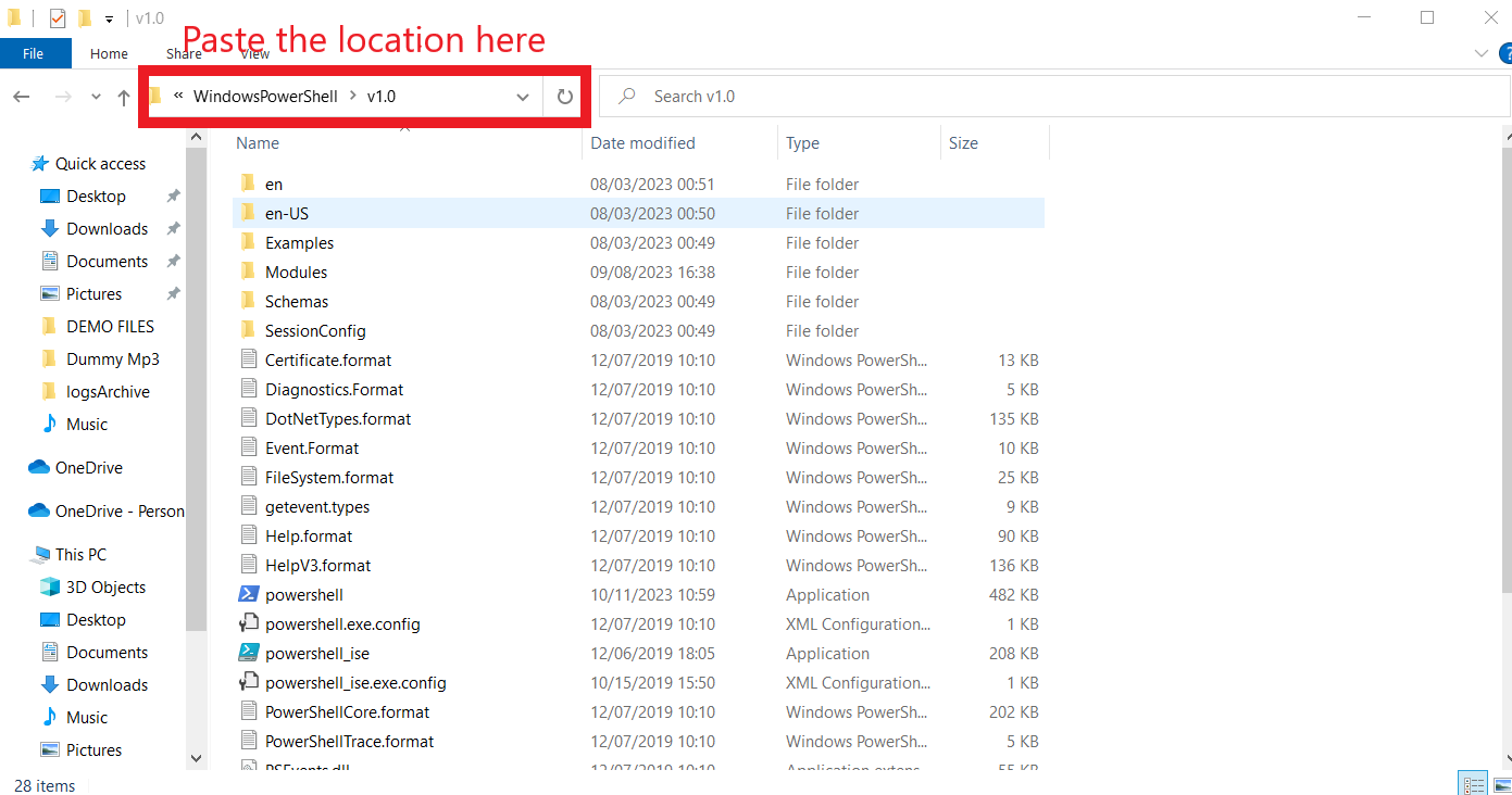 Check PowerShell folder