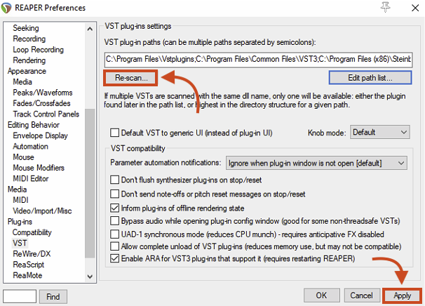 How to re-import VST plugins in Reaper after a failure - Source Elements