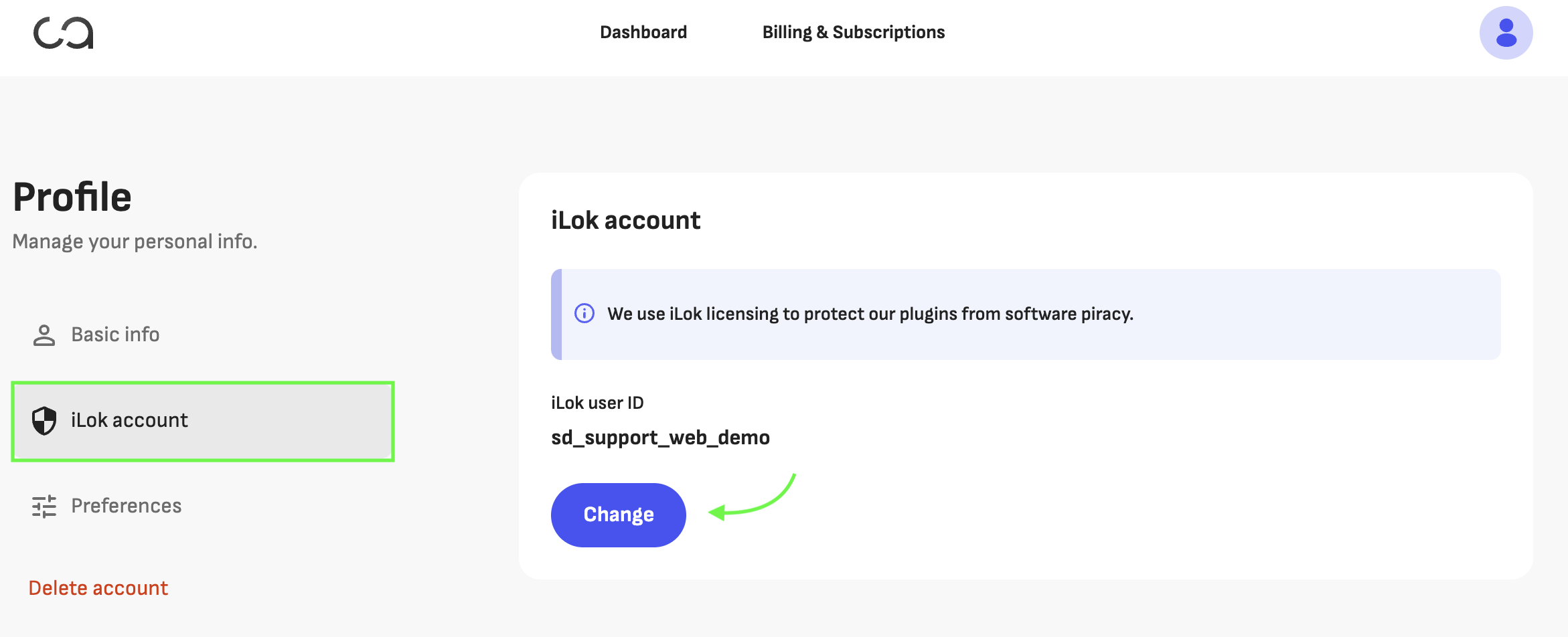 Change iLok ID Screenshot