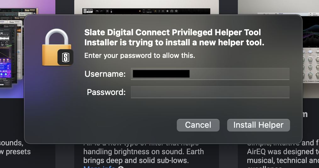 Slate Digital Connect requiring a password.png