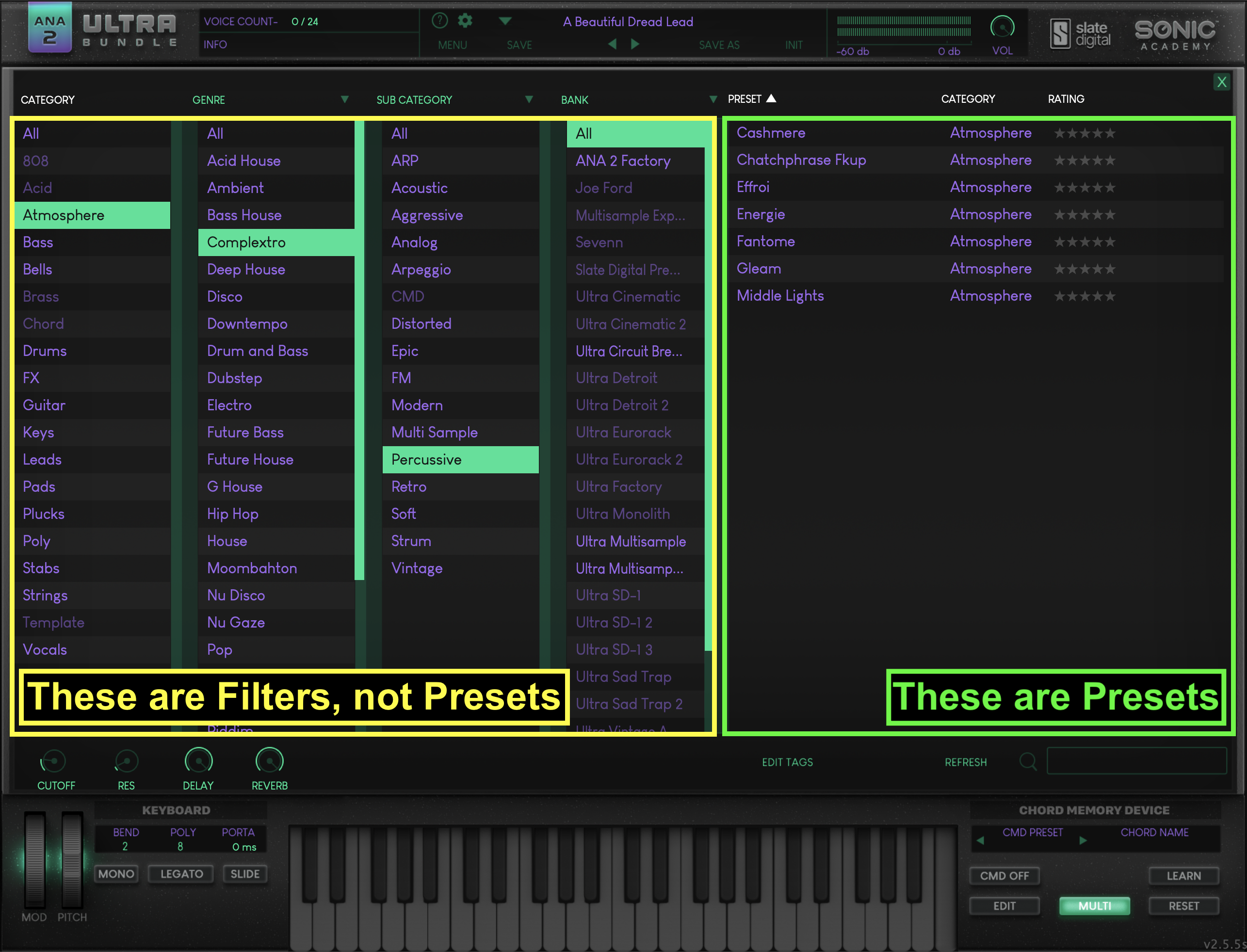 ANA 2 Filter vs Preset Explanation