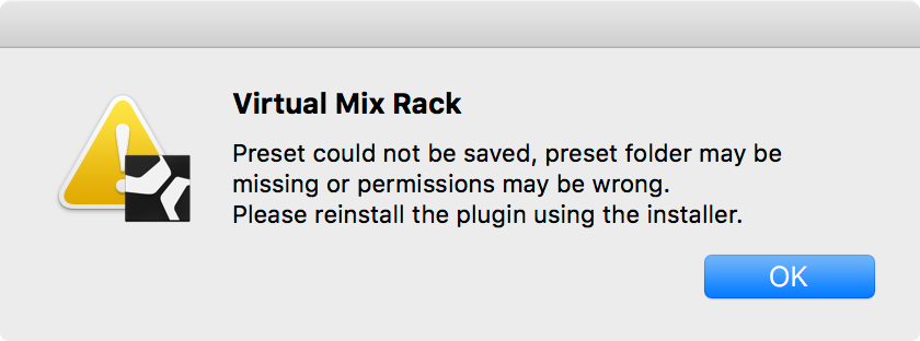 VMR Preset Error