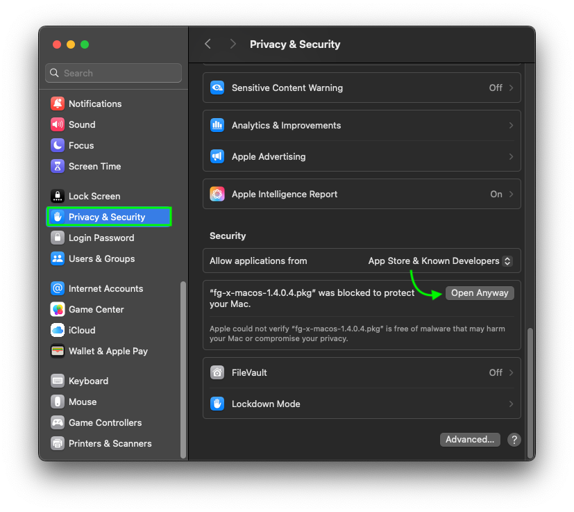 Ventura/Sonoma/Sequoia Security Settings Screenshot 1