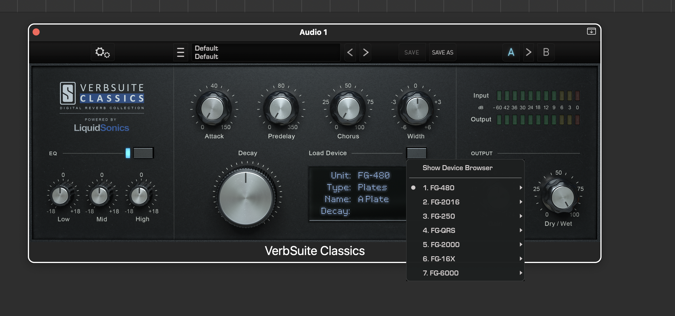Default VerbSuite Units