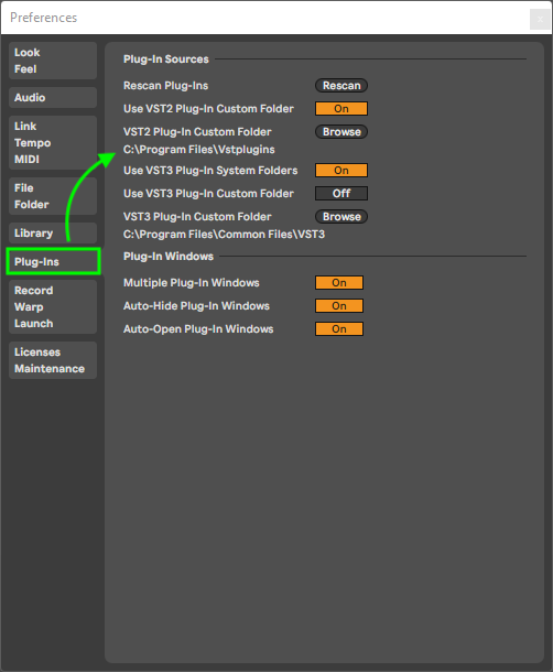 Ableton Preferences Screenshot