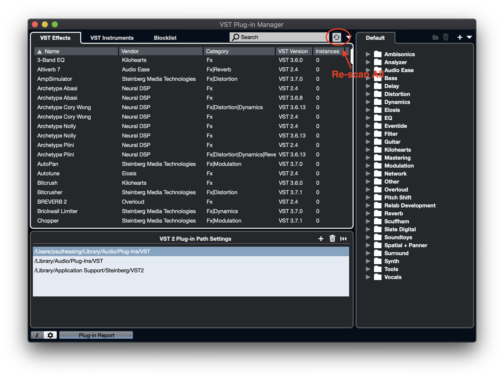 VST Plug-in Manager - Rescan (Newer Cubase)