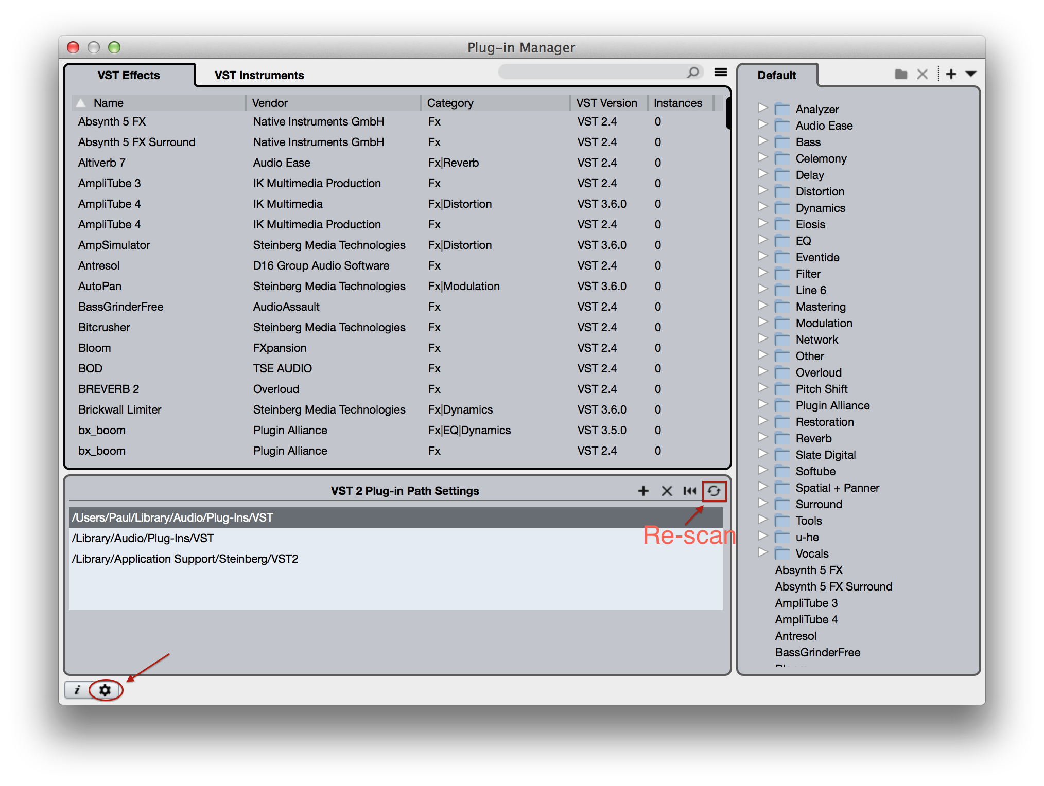 VST Plug-in Manager - Rescan (Older Cubase Version)