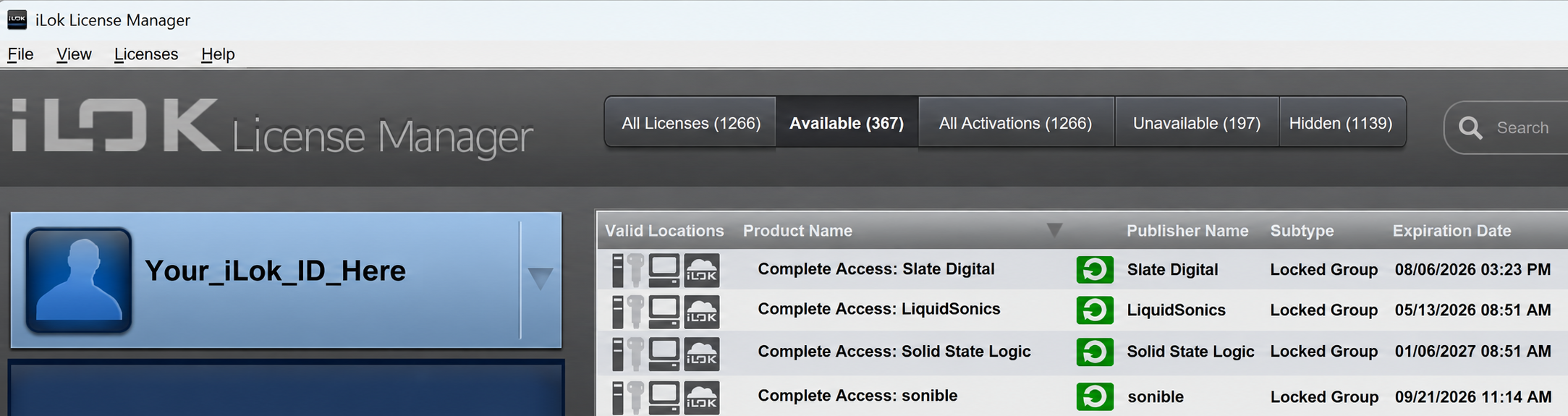 iLok License Manager License Overview